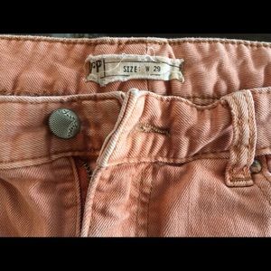 Distressed salmon Free People pants